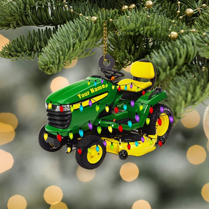 Personalized Lawn Mowers Christmas Tree Ornament, Custom Name Riding Mowers with Xmas Light Ornament 2024 ON0444