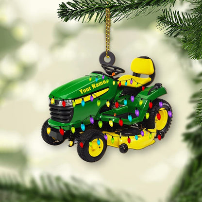 Personalized Lawn Mowers Christmas Tree Ornament, Custom Name Riding Mowers with Xmas Light Ornament 2024 ON0444