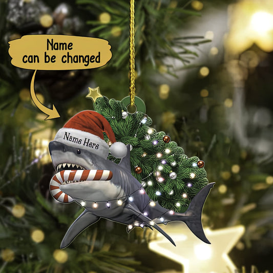 Personalized Shark Light Christmas Ornament, Custom Shark Ornament With Name ON0911