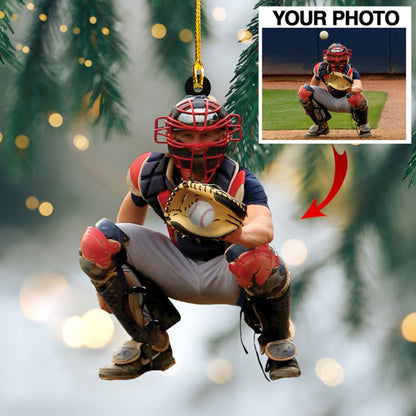 Custom Photo Baseball Christmas Ornament, Personalized Baseball Christmas Ornament ON0532