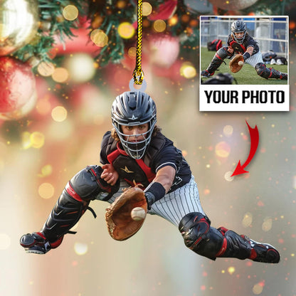 Custom Photo Baseball Christmas Ornament, Personalized Baseball Christmas Ornament ON0532