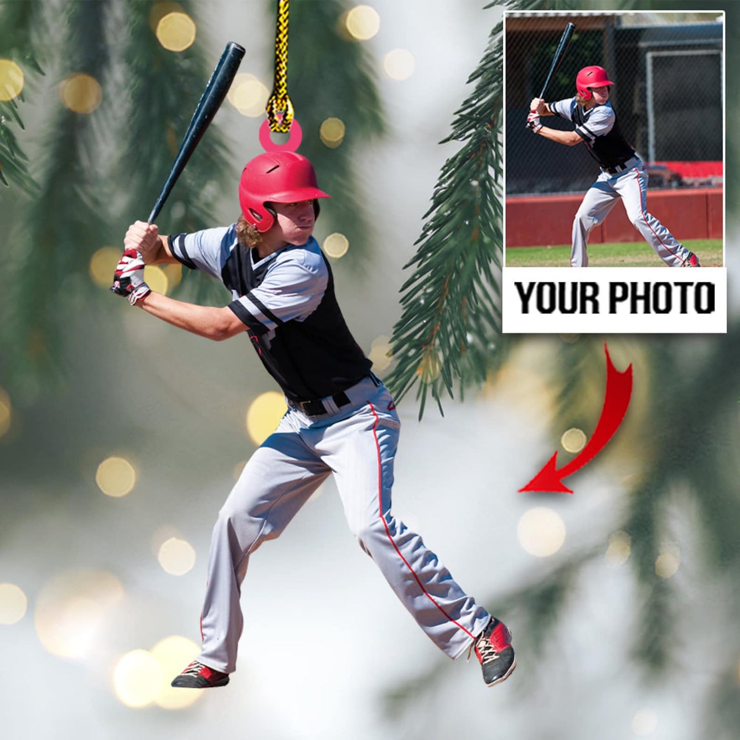 Custom Photo Baseball Christmas Ornament, Personalized Baseball Christmas Ornament ON0532