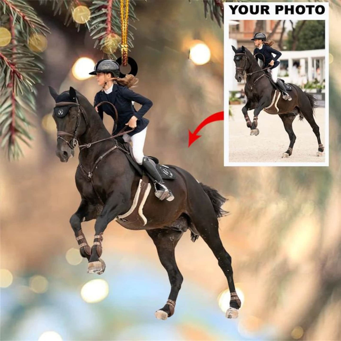 Custom Photo Horse Christmas Ornament 2024, Personalized Photo Horse Lover Ornament ON0530