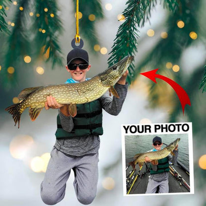 Custom Photo Fishing Christmas Ornament, Personalized Fishing Ornament 2024 ON0533