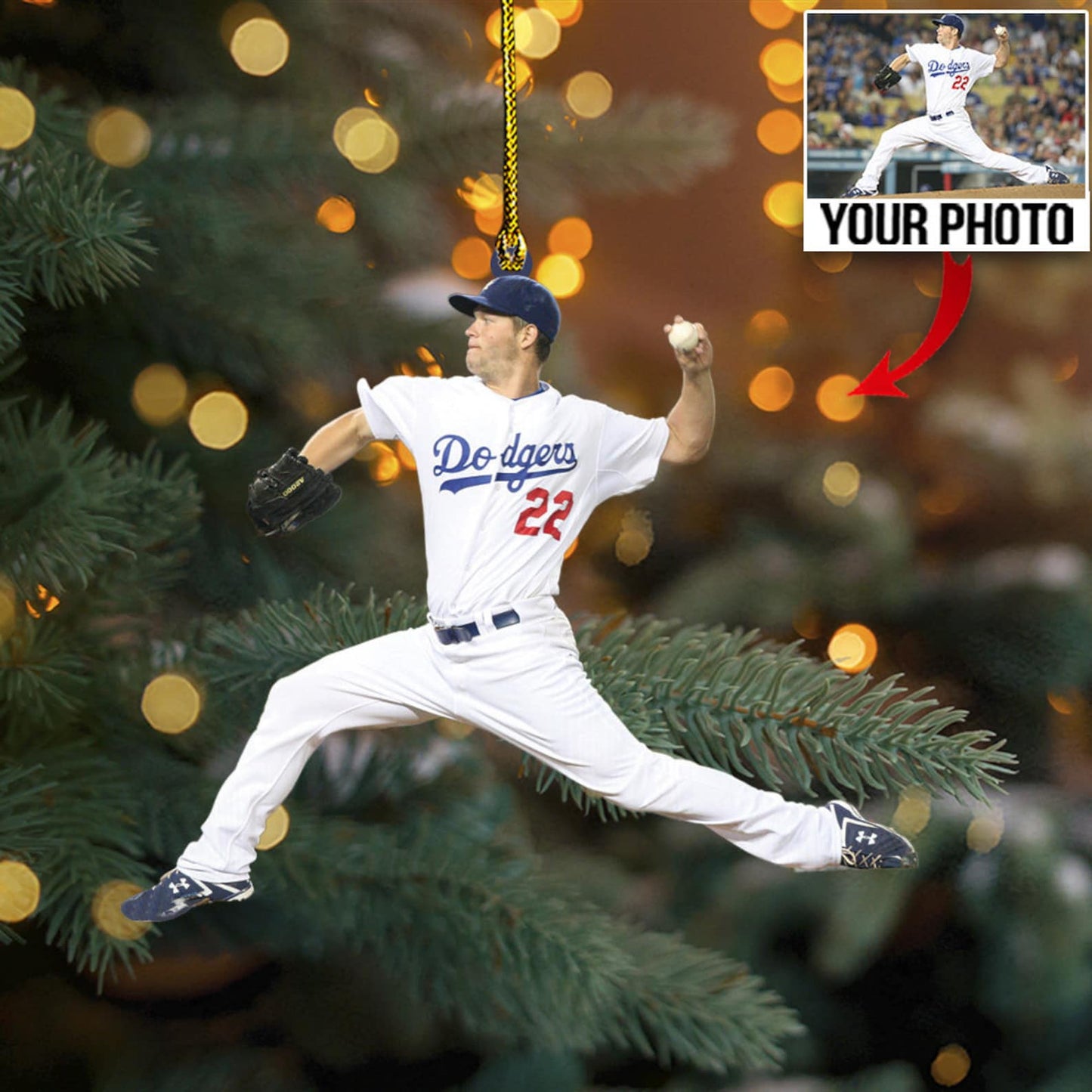 Custom Photo Baseball Christmas Ornament, Personalized Baseball Christmas Ornament ON0532