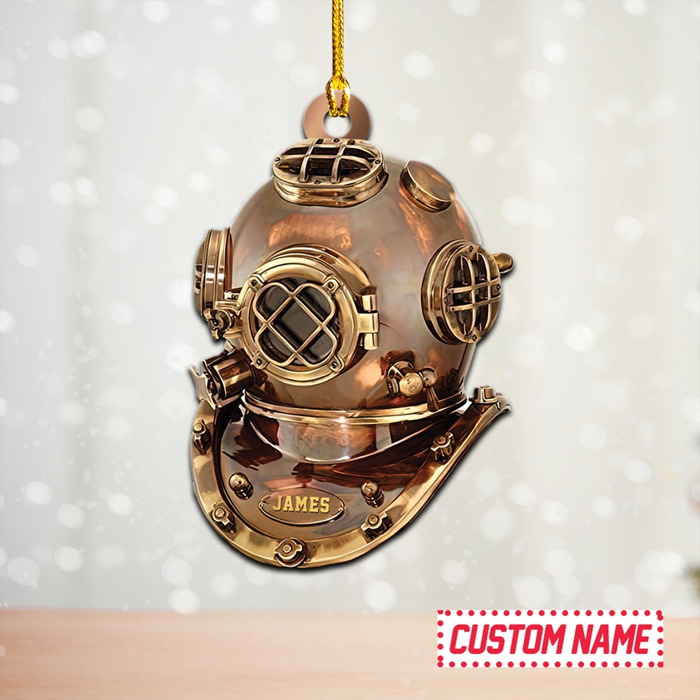 Personalized Scuba Diving Helmet Christmas Ornament, Custom Name Scuba Diving Lover Ornament ON1158