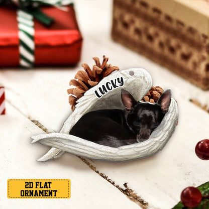 Personalized Black Chihuahua Sleeping Angel Ornament, Custom Name Black Chihuahua Dog Memorial Ornament ON0982