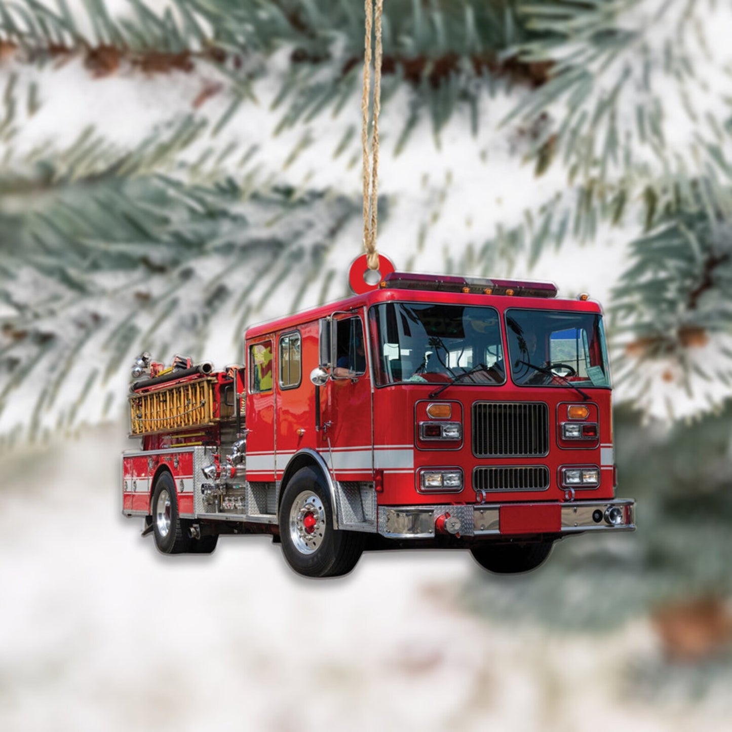 Custom Photo Fire Truck Christmas Ornament, Personalized Firefighter Ornament ON0492