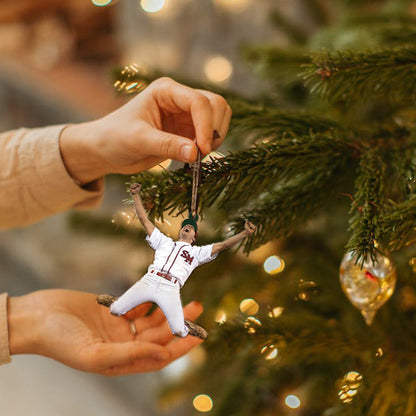 Custom Photo Baseball Christmas Ornament, Personalized Baseball Player Ornament ON0483