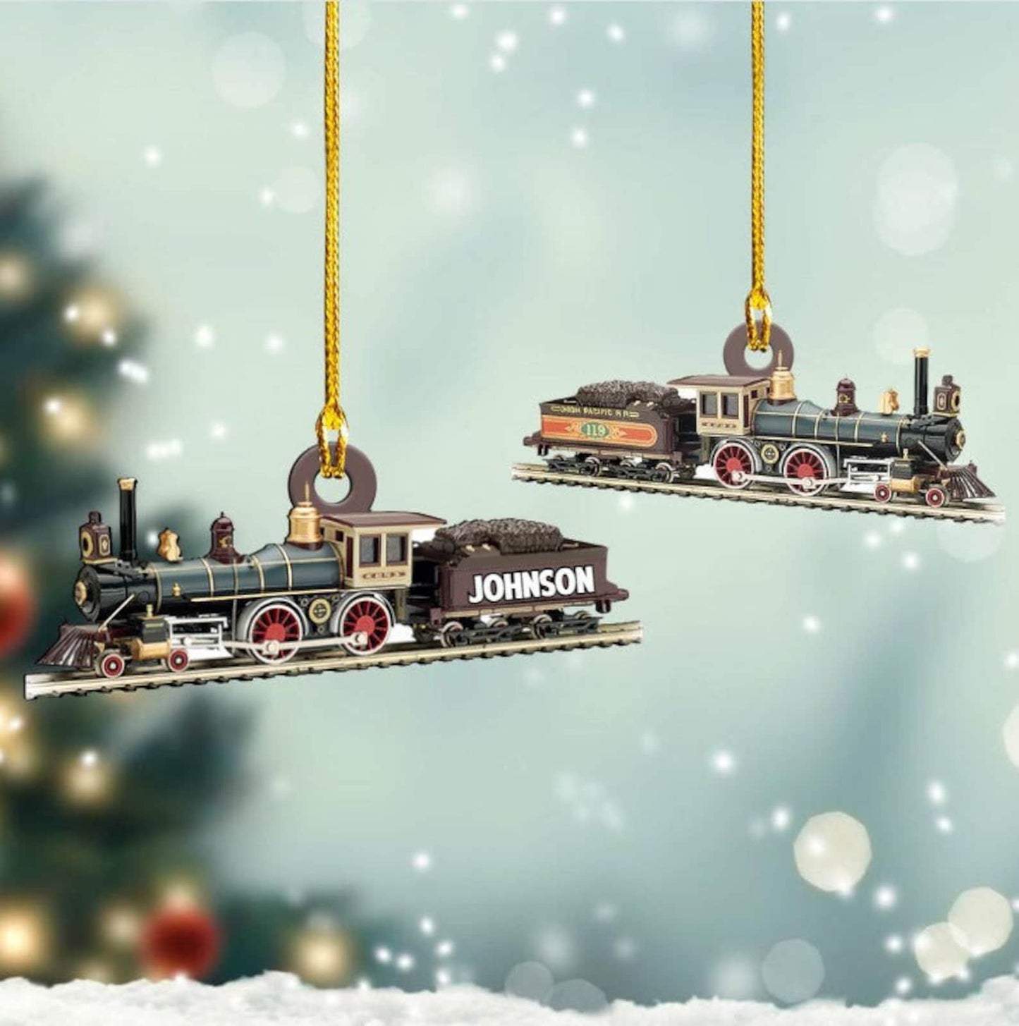 Personalized Locomotive Train Christmas Ornament, Custom Name Railroader Ornament ON0739