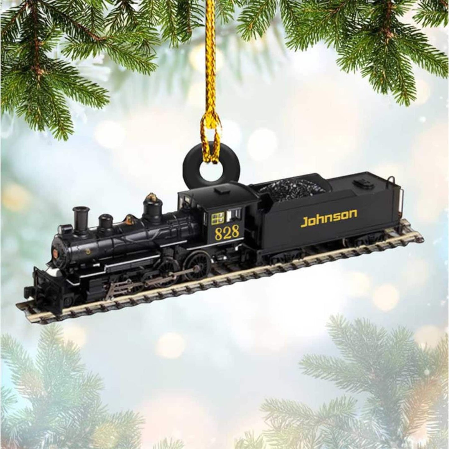 Personalized Locomotive Train Christmas Ornament, Custom Name Railroader Ornament ON0739