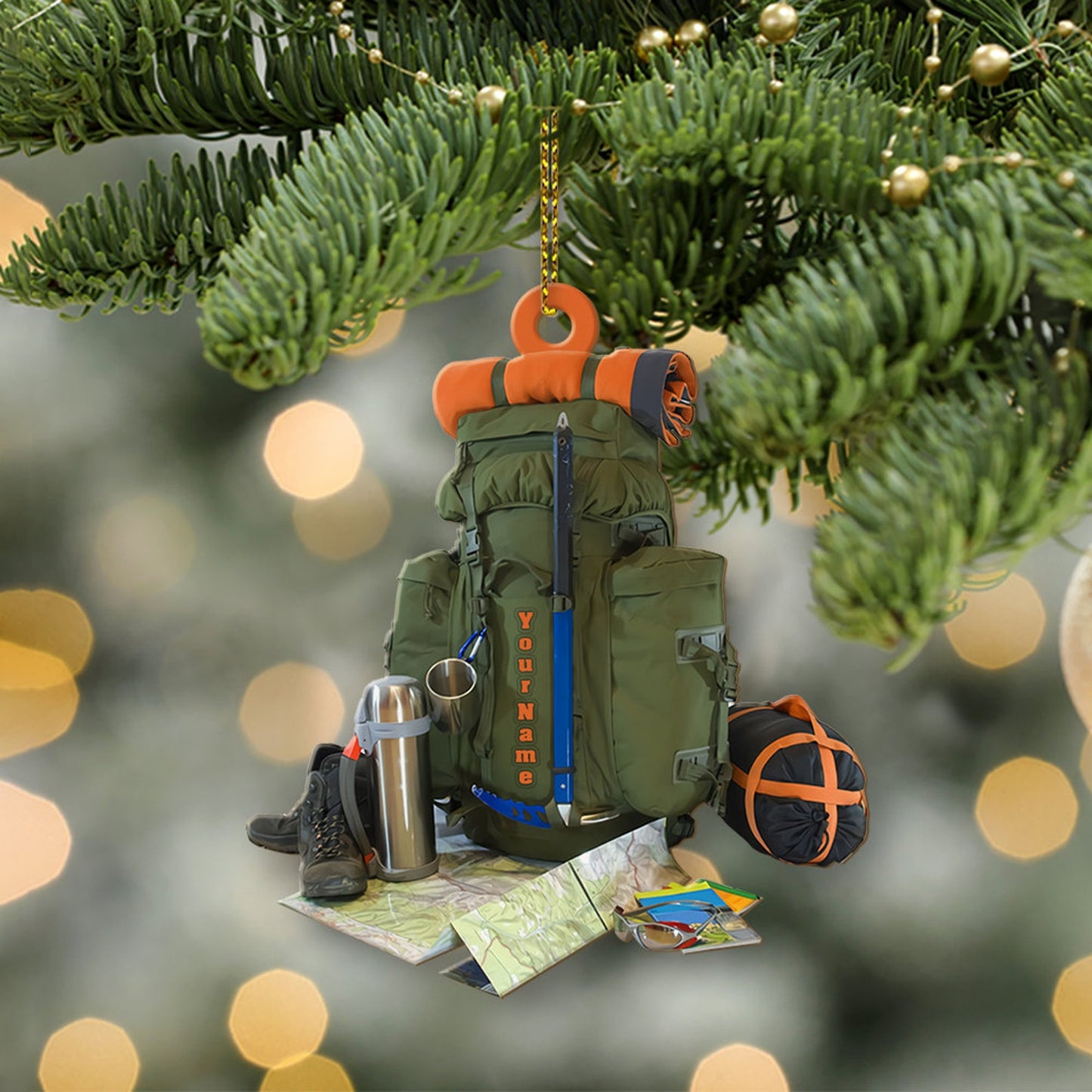 Personalized Hiking Bag Christmas Ornament 2024, Custom Name Hiking Lover Ornament ON0439