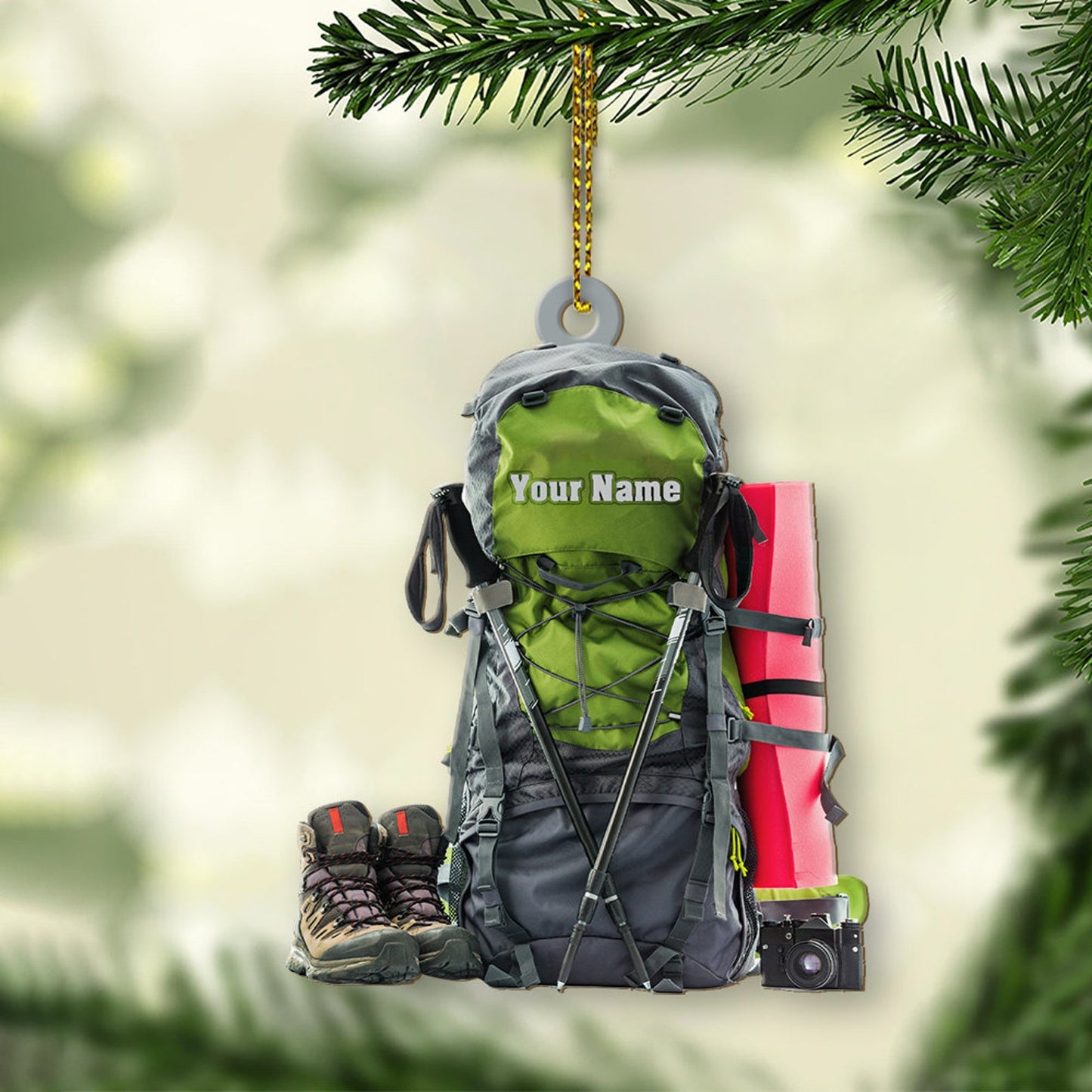 Personalized Hiking Bag Christmas Ornament, Custom Name Camping Lover Hiking Lover Ornament 2024 ON0440