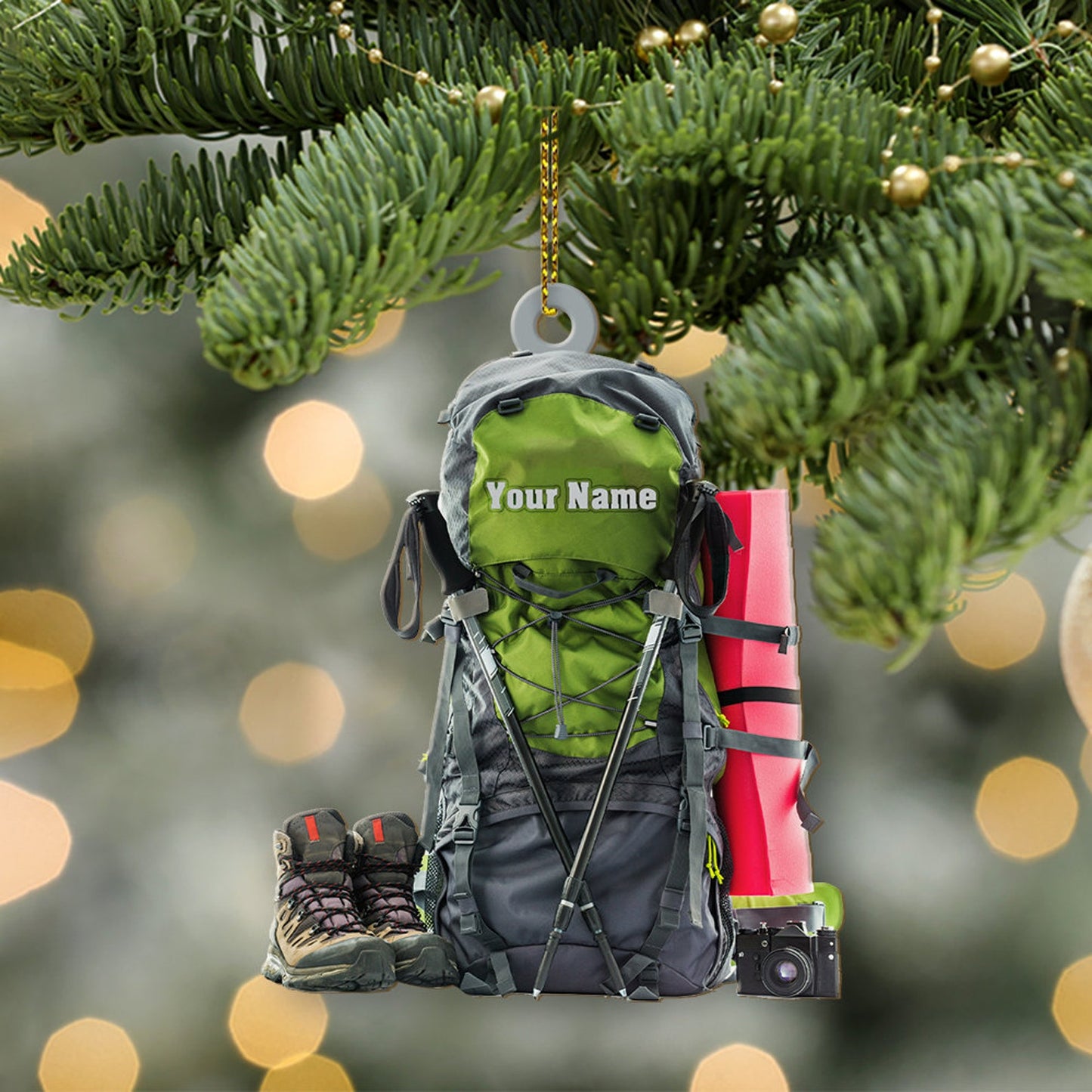 Personalized Hiking Bag Christmas Ornament, Custom Name Camping Lover Hiking Lover Ornament 2024 ON0440