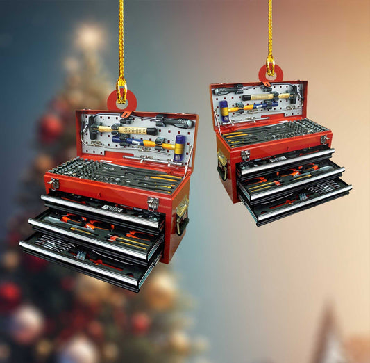 Personalized Mechanic Tool Box Christmas Ornament, Repair Tool Kit Flat Ornament, Garage Automobile Repair Shop Xmas Ornament ON0511