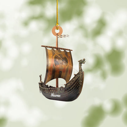 Personalized Viking Ship Christmas Light Ornament, Custom Name Loved Viking Ship Ornament ON0794