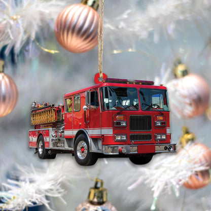 Custom Photo Fire Truck Christmas Ornament, Personalized Firefighter Ornament ON0492