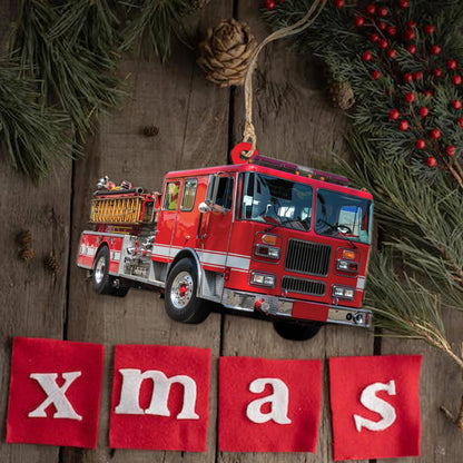 Custom Photo Fire Truck Christmas Ornament, Personalized Firefighter Ornament ON0492