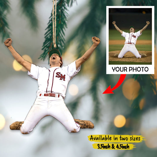 Custom Photo Baseball Christmas Ornament, Personalized Baseball Player Ornament ON0483