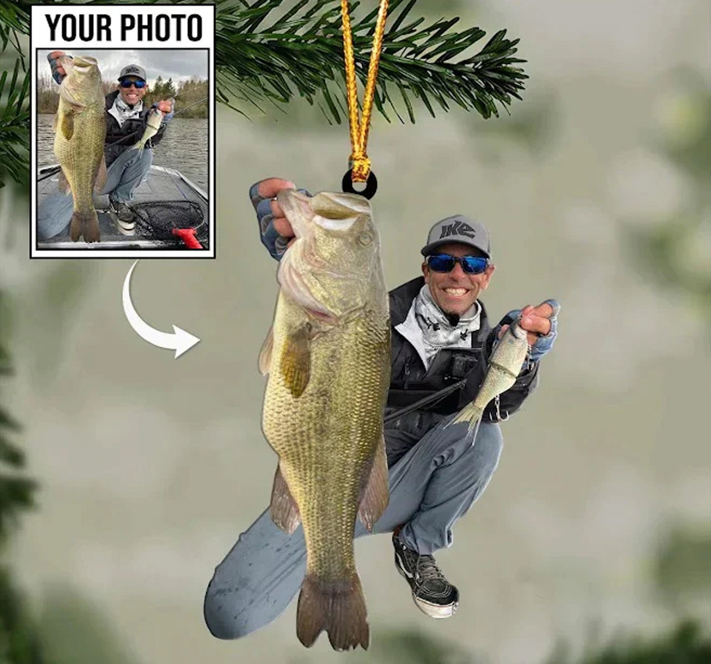 Custom Photo Fishing Christmas Ornament, Personalized Fishing Ornament 2024 ON0533