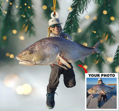 Custom Photo Fishing Christmas Ornament, Personalized Fishing Ornament 2024 ON0533