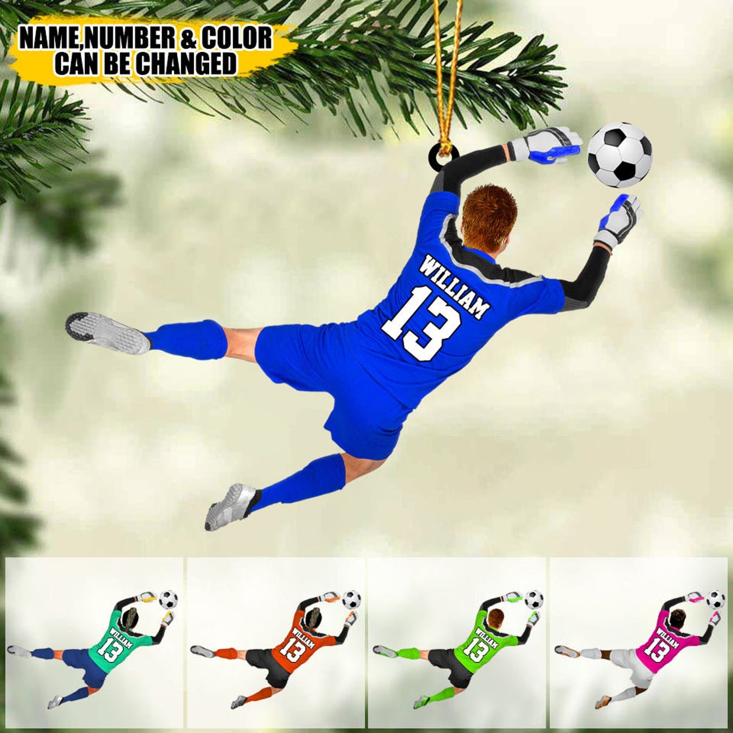 Personalized Soccer Goalkeeper Ornament, Soccer Player Ornament, Custom Name Number Soccer Ornament ON0496