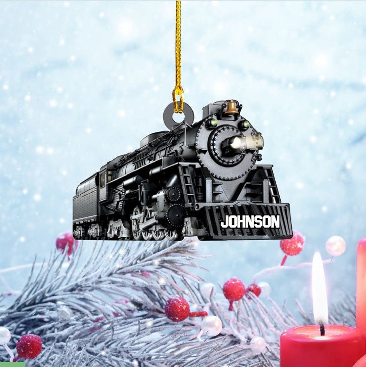 Personalized Locomotive Train Christmas Ornament, Custom Name Railroader Ornament ON0739