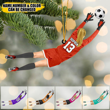 Personalized Soccer Girl Goalkeeper Ornament, Custom Name Soccer Player Ornament, Soccer Christmas Ornament ON0502