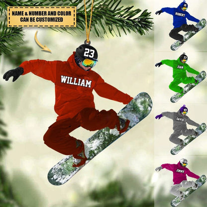 Personalized Snowboarding Christmas Ornament, Custom Name And Number Snowboarding Lovers Ornament ON0501