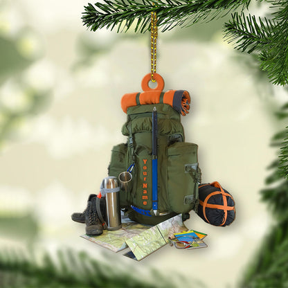 Personalized Hiking Bag Christmas Ornament 2024, Custom Name Hiking Lover Ornament ON0439