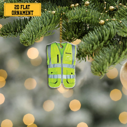 Personalized Construction Vest Christmas Ornament, Custom Name Worker Vest Ornament ON0744