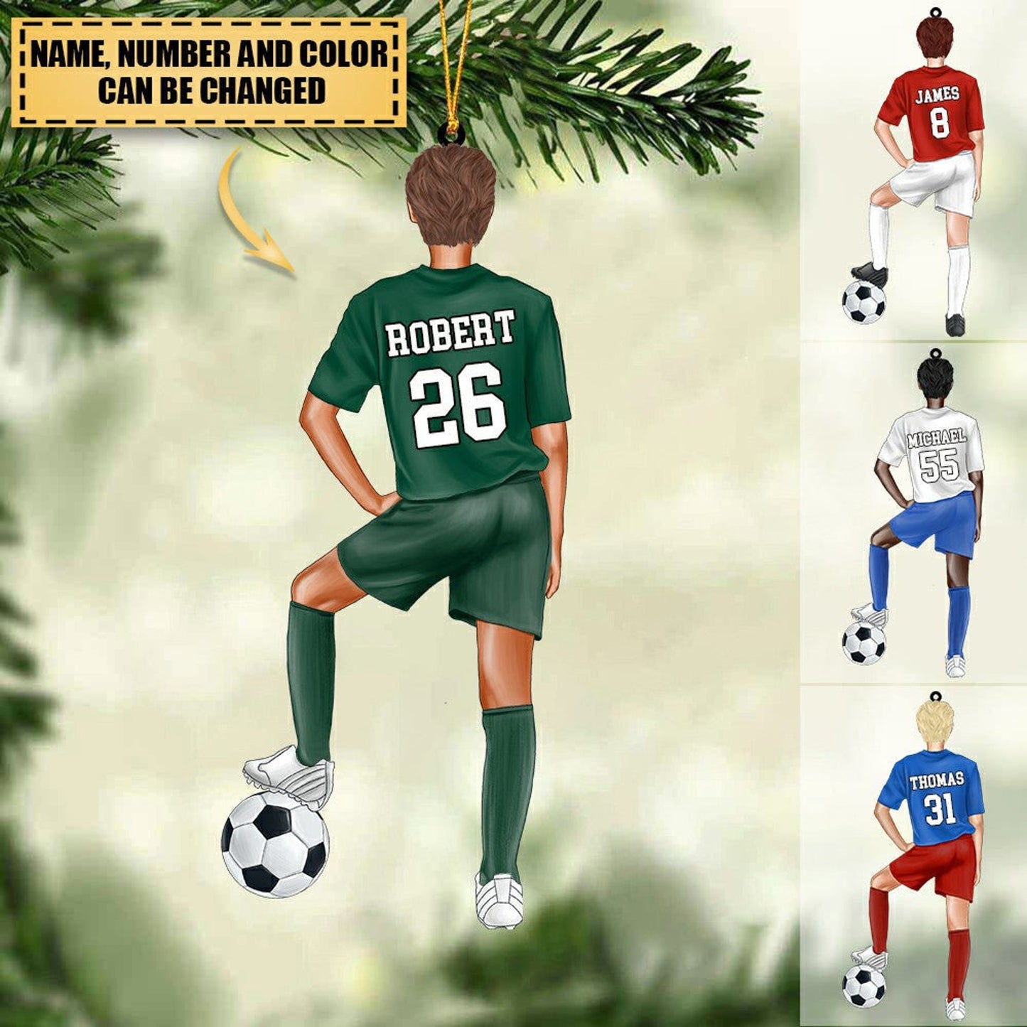 Personalized Soccer Player Christmas Ornament, Soccer Girl Ornament, Custom Name Number Soccer Ornament ON0486