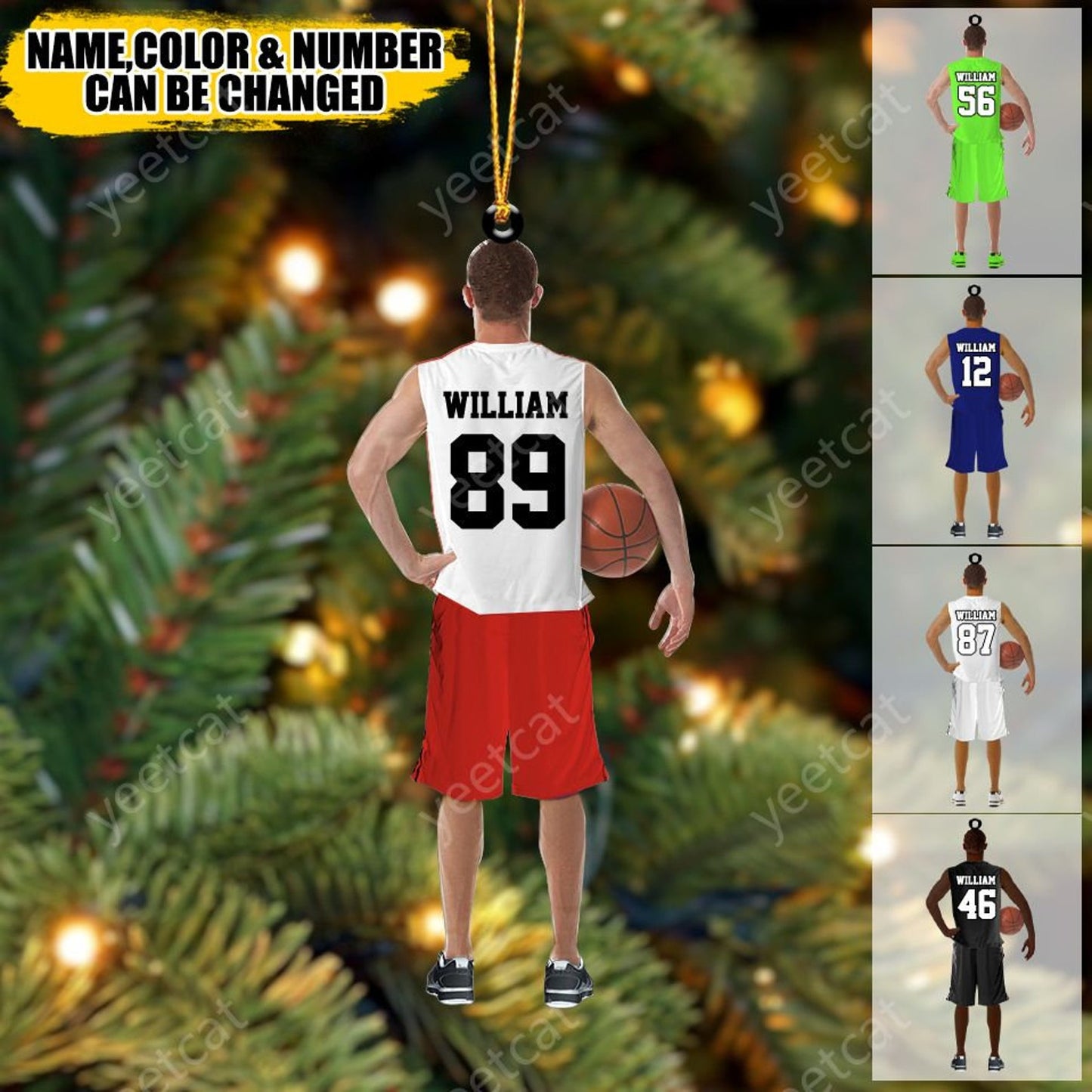 Personalized Basketball Player Acrylic Ornament, Custom Name Number Basketball Players Ornament ON0498