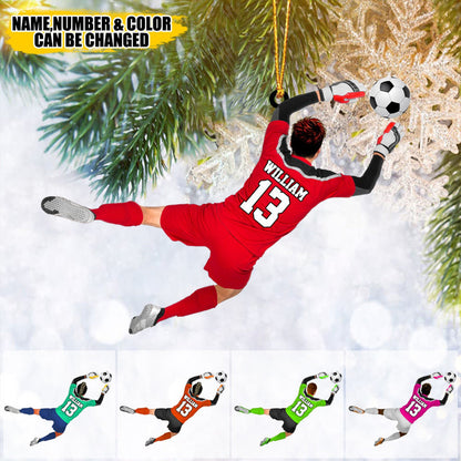 Personalized Soccer Goalkeeper Ornament, Soccer Player Ornament, Custom Name Number Soccer Ornament ON0496