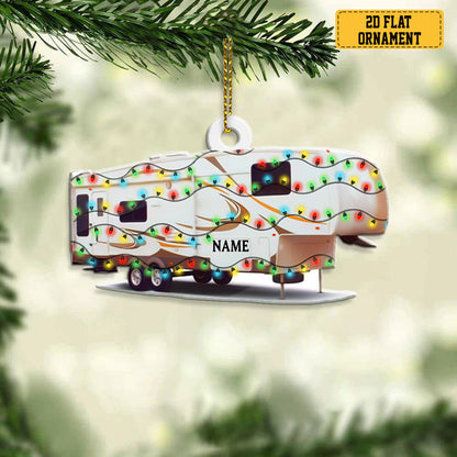 Personalized Fifth Wheel Motorhome Caravan Light Christmas Ornament, Custom Name Camper Travelling Lovers Ornament ON0983