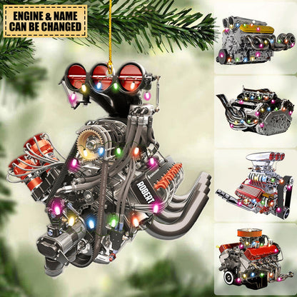 Personalized Hot Rod V8 Engine Christmas Ornament, Custom Name Hot Rod V8 Engine Ornament ON0497