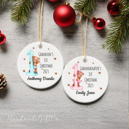 Personalized Grandson's Granddaughter's 1st Christmas Ornament, Custom New Baby Ornament With Name ON0450