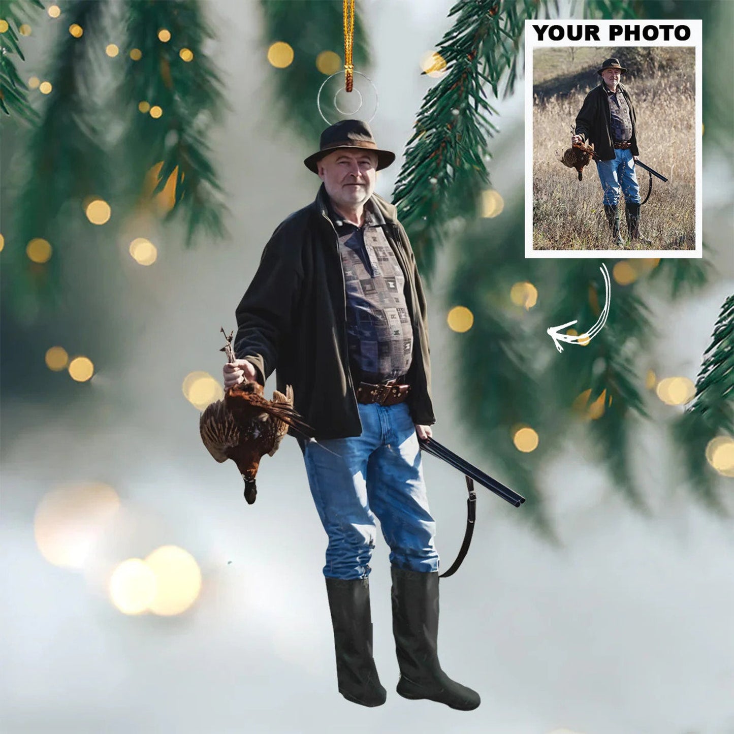 Custom Photo Bird Hunting Christmas Ornament, Personalized Bird Hunter Christmas Ornament ON0546