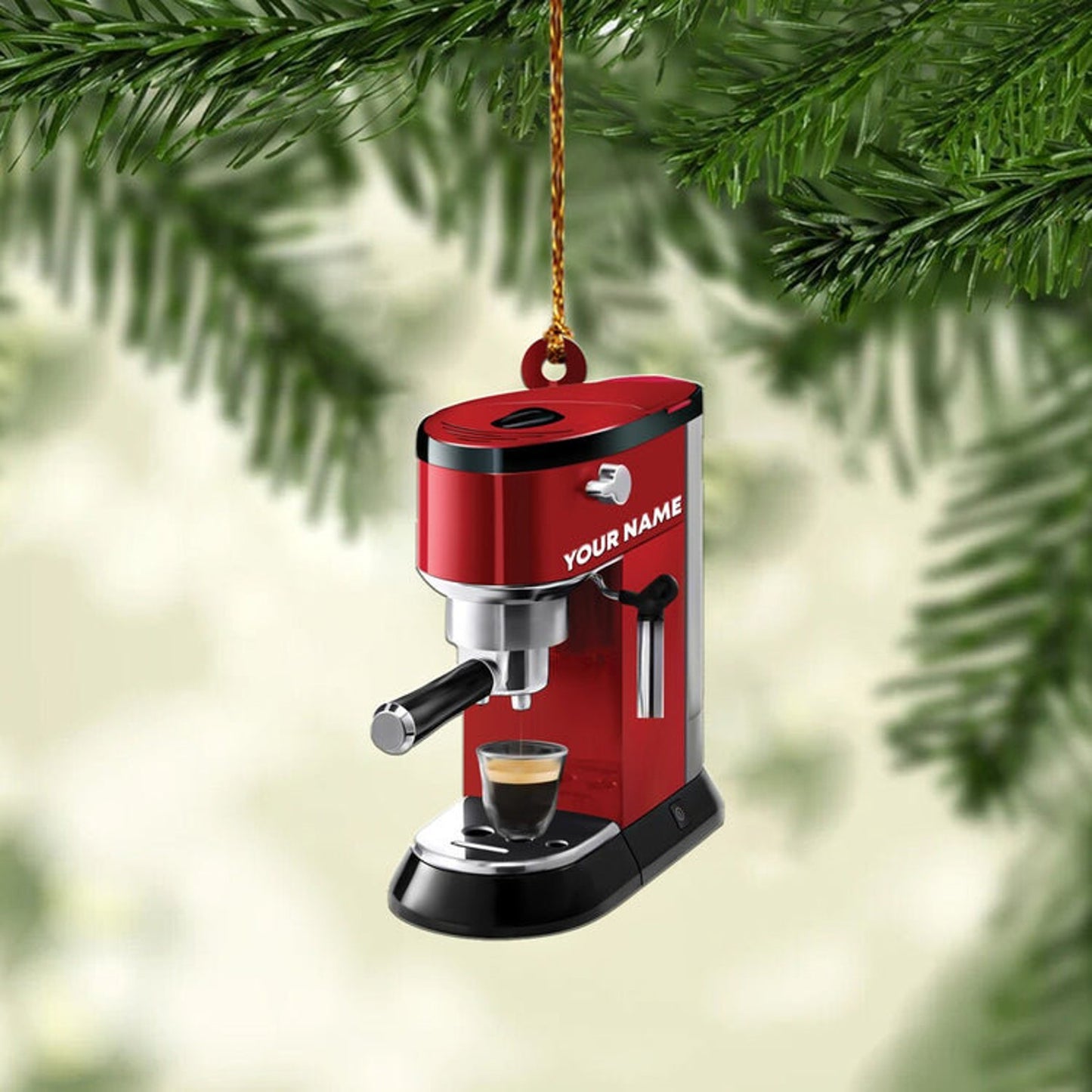 Personalized Coffee Machine Christmas Ornament 2024, Custom Name Coffee Lovers Ornament ON1033