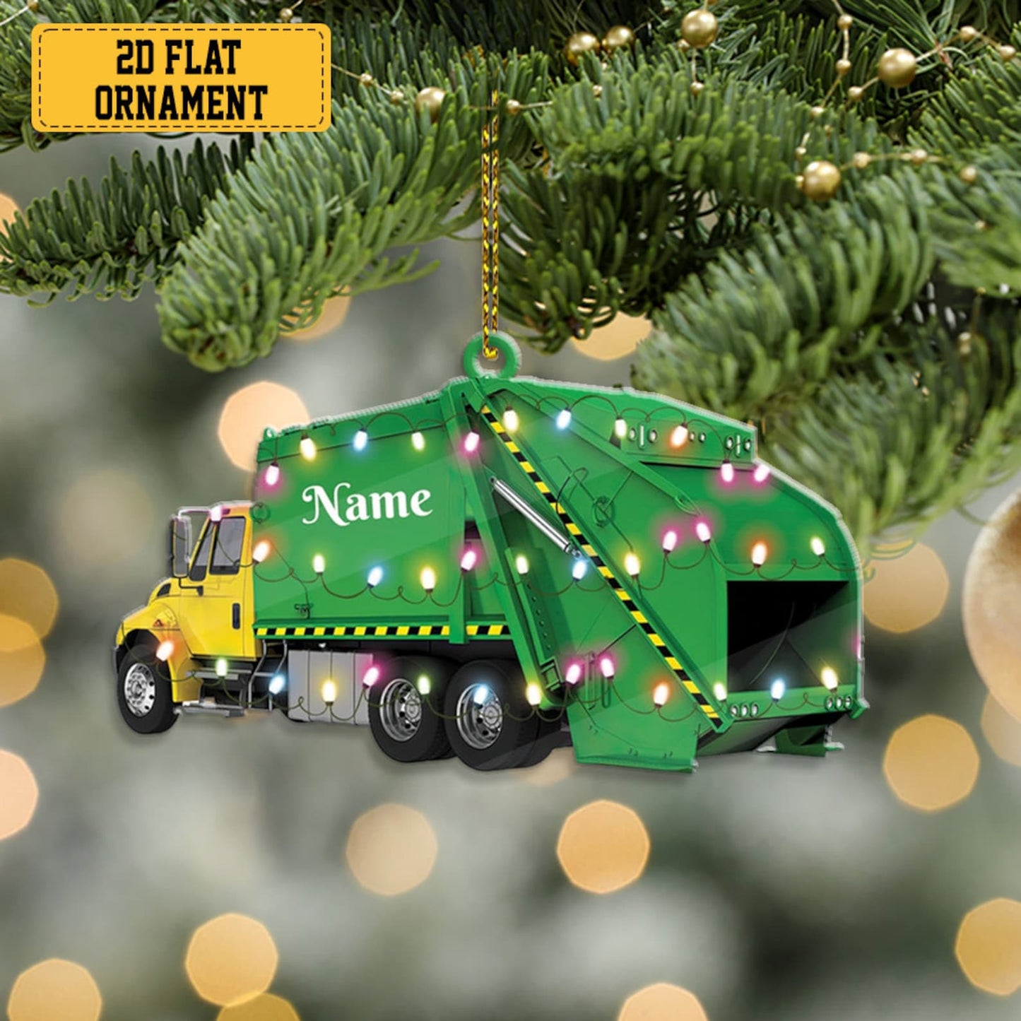 Personalized Garbage Truck Christmas Ornament, Custom Trash Truck Dump Truck Ornament, Custom Name Sanitation Worker Ornament ON0860