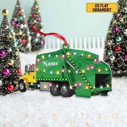 Personalized Garbage Truck Christmas Ornament, Custom Trash Truck Dump Truck Ornament, Custom Name Sanitation Worker Ornament ON0860