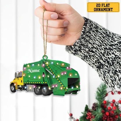 Personalized Garbage Truck Christmas Ornament, Custom Trash Truck Dump Truck Ornament, Custom Name Sanitation Worker Ornament ON0860