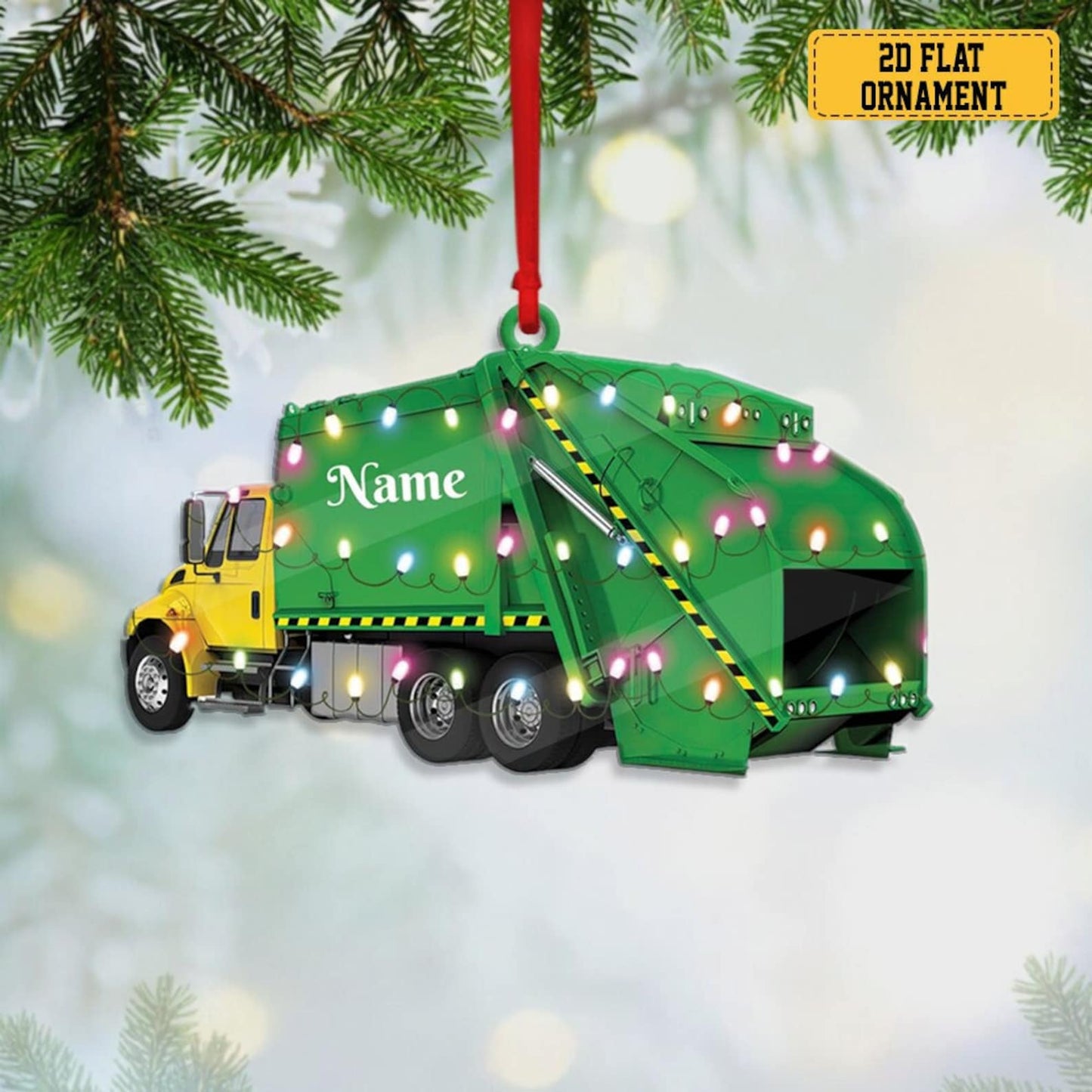 Personalized Garbage Truck Christmas Ornament, Custom Trash Truck Dump Truck Ornament, Custom Name Sanitation Worker Ornament ON0860