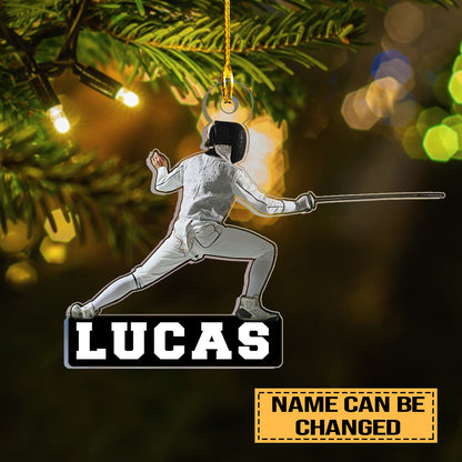 Personalized Fencing Player Ornament, Custom Name Fencer Ornament ON0967