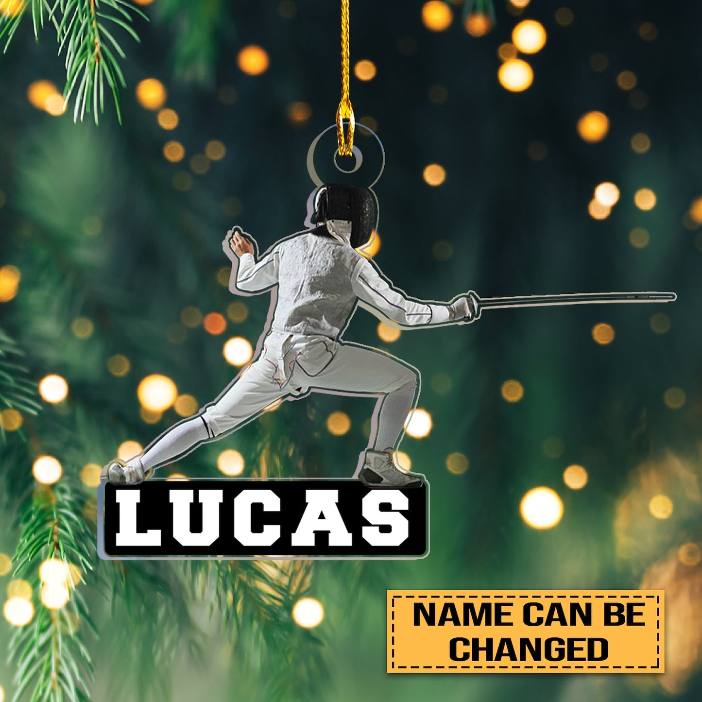 Personalized Fencing Player Ornament, Custom Name Fencer Ornament ON0967