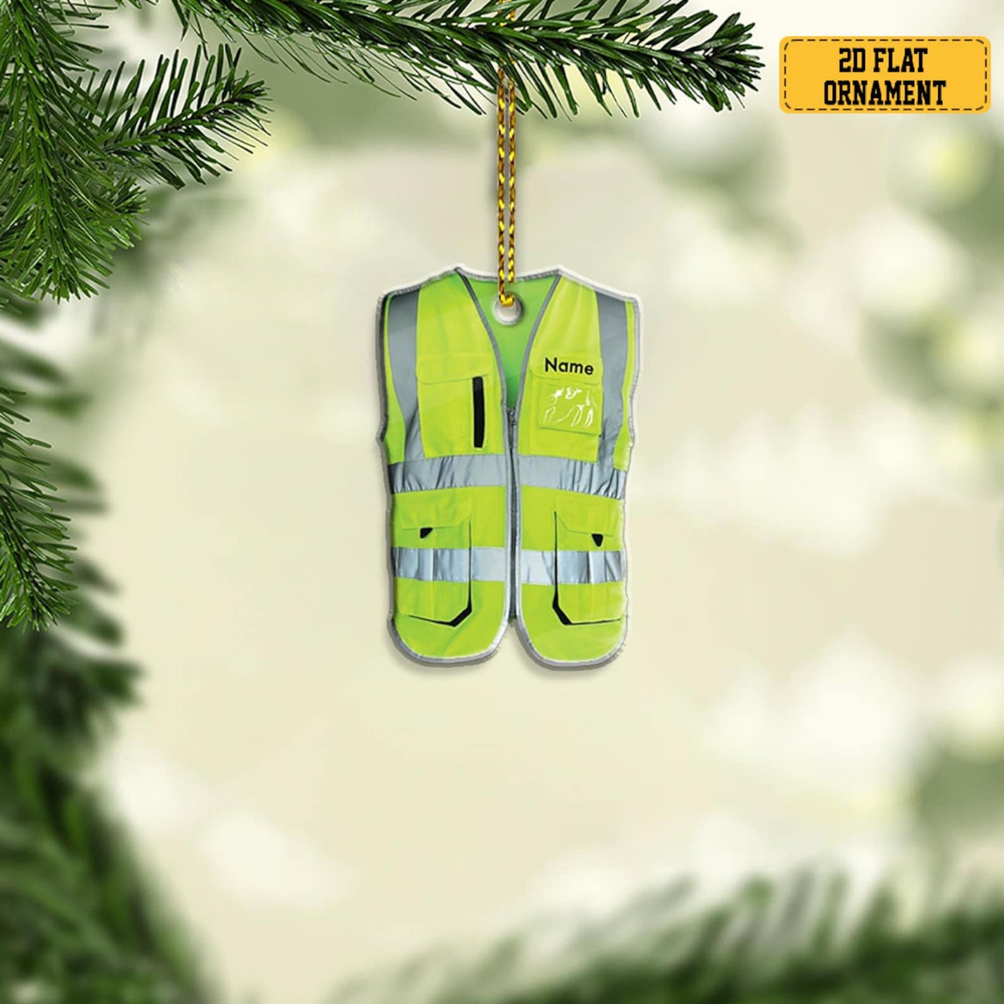 Personalized Construction Vest Christmas Ornament, Custom Name Worker Vest Ornament ON0744