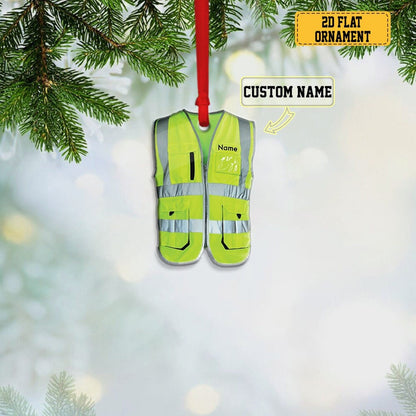 Personalized Construction Vest Christmas Ornament, Custom Name Worker Vest Ornament ON0744