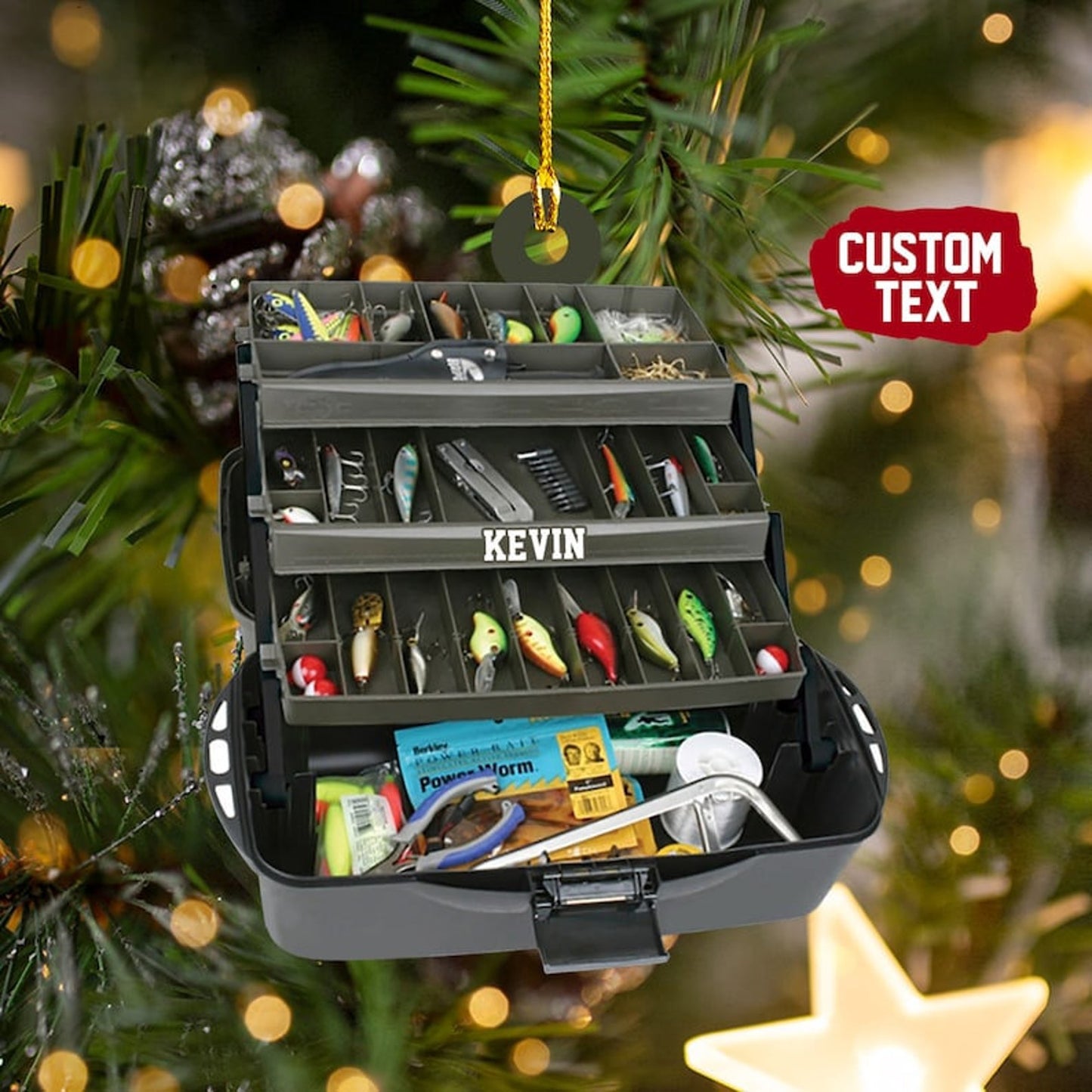 Custom Name Fishing Tackle Box Christmas Ornament, Personalized Fishing Christmas Ornament ON0499