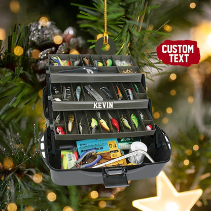 Custom Name Fishing Tackle Box Christmas Ornament, Personalized Fishing Christmas Ornament ON0499