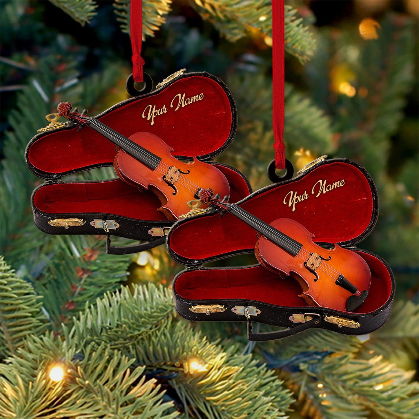 Personalized Violin Christmas Ornament 2024, Custom Name Violin Lovers Ornament ON1086